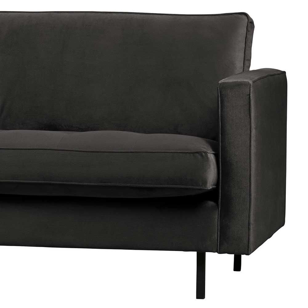 Dreier Sofa aus Samt in Dunkelgrau - Ertrego