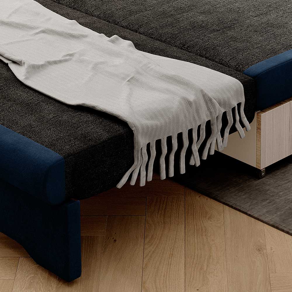 Klappcouch in Dunkelblau Velours - Zessma