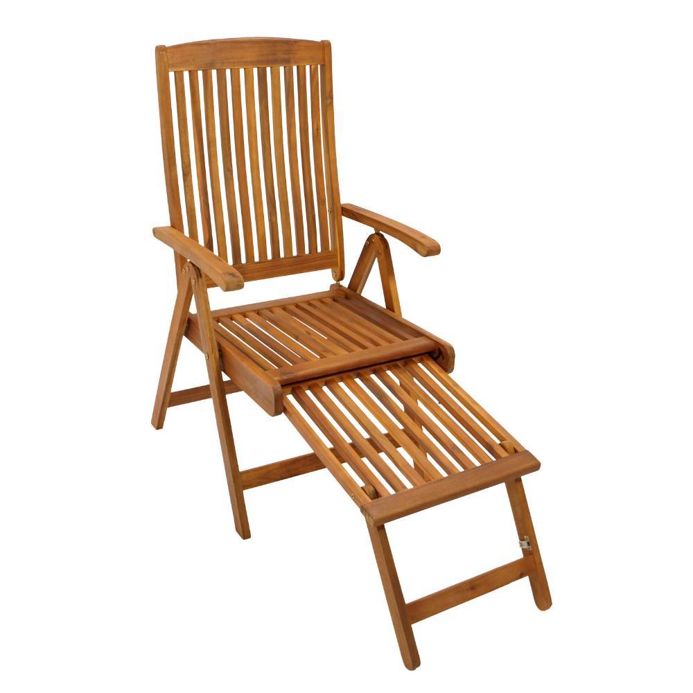 Akazienholz Deckchair mit ausziehbarem Fußteil - Rondra