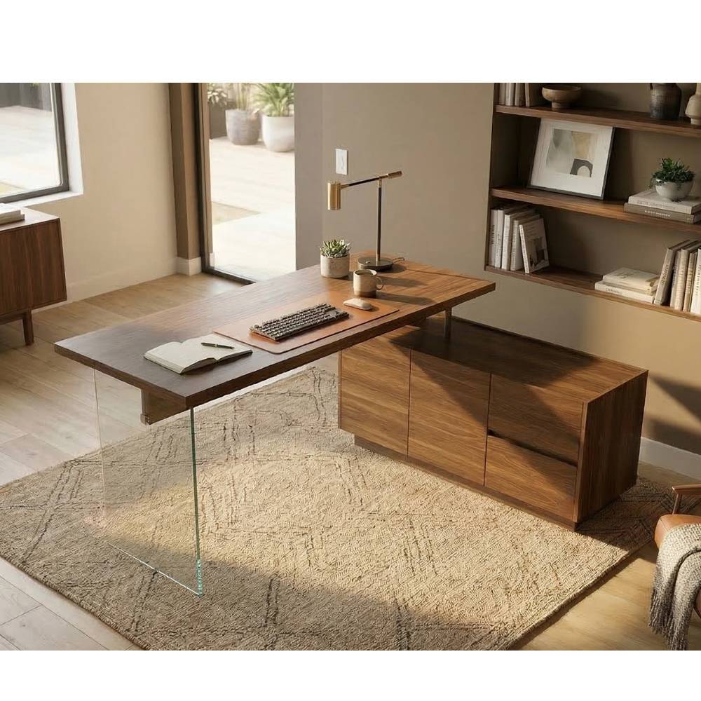 Design-Schreibtisch in Walnuss Holzoptik - Vallonda