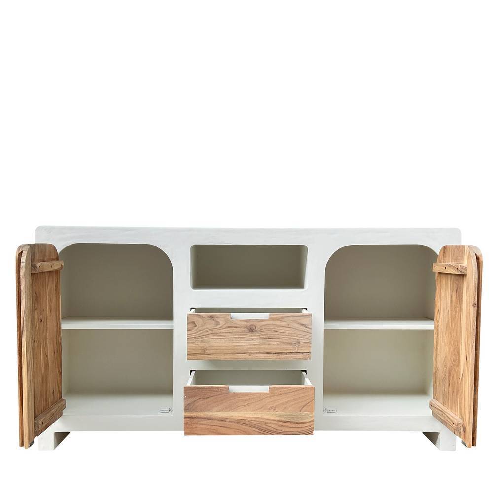 Skandi Sideboard in Naturweiß und Akazie - Usilvea