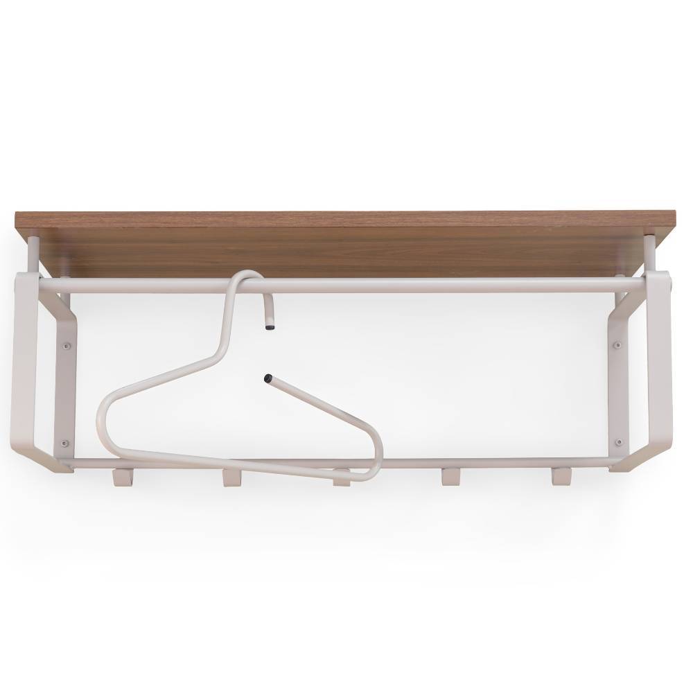 Flurgarderobe in Walnuss und Taupe mit Ablage, Kleiderstange und Haken – Cestrina