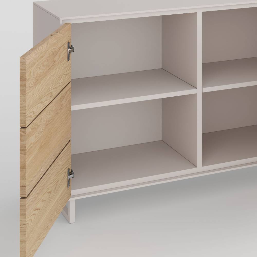Kombi-Sideboard in Eiche Bianco und Kreideweiß - Loca