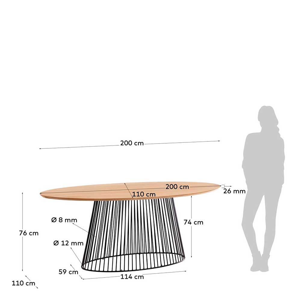Ovaler Esstisch mit Eisen Drahtgestell - Rubins