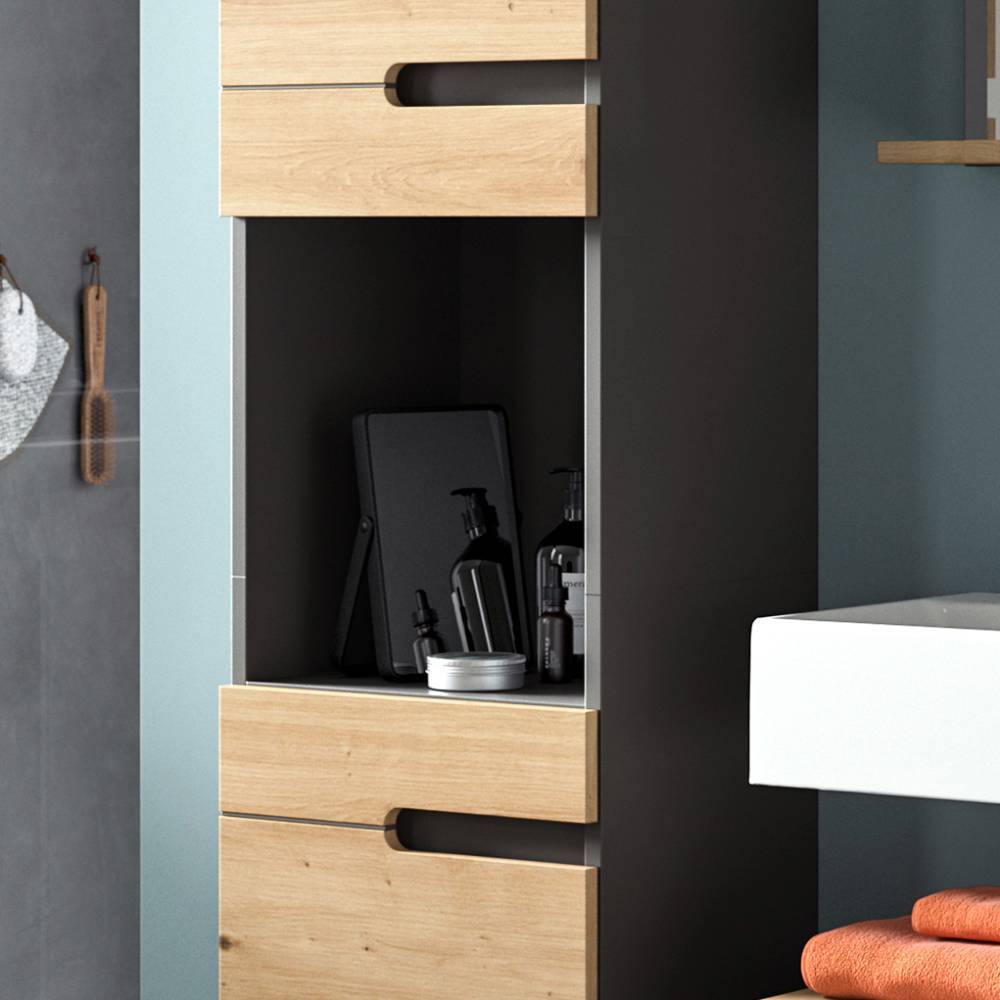 Badezimmer-Hochschrank zweifarbig - Norja