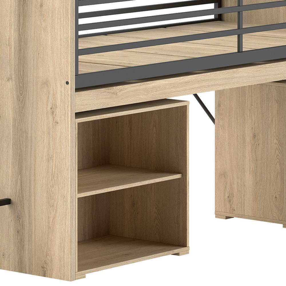 Praktische Regaleinheit unter dem Hochbett mit Ablageflächen in Holzoptik – Choice