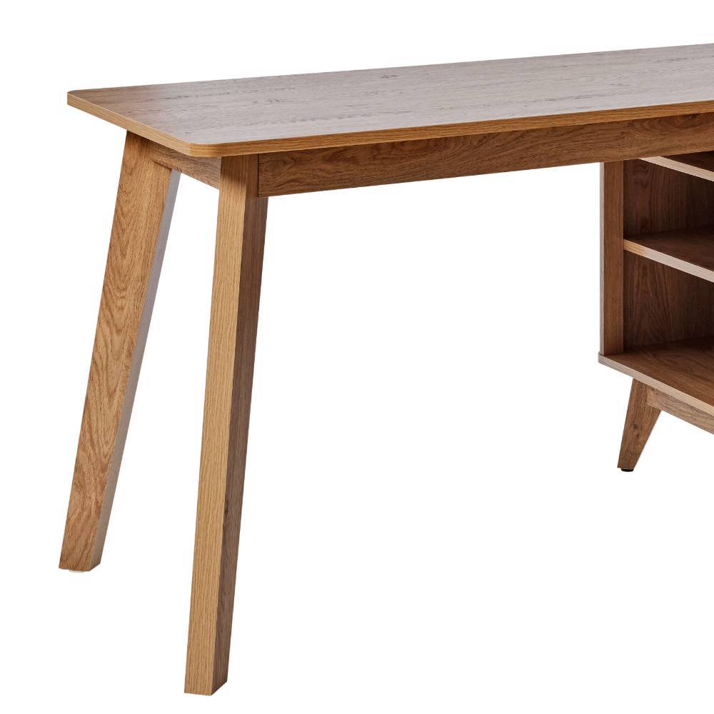 Schreibtisch mit Seitenregal in Eiche Optik - Standing