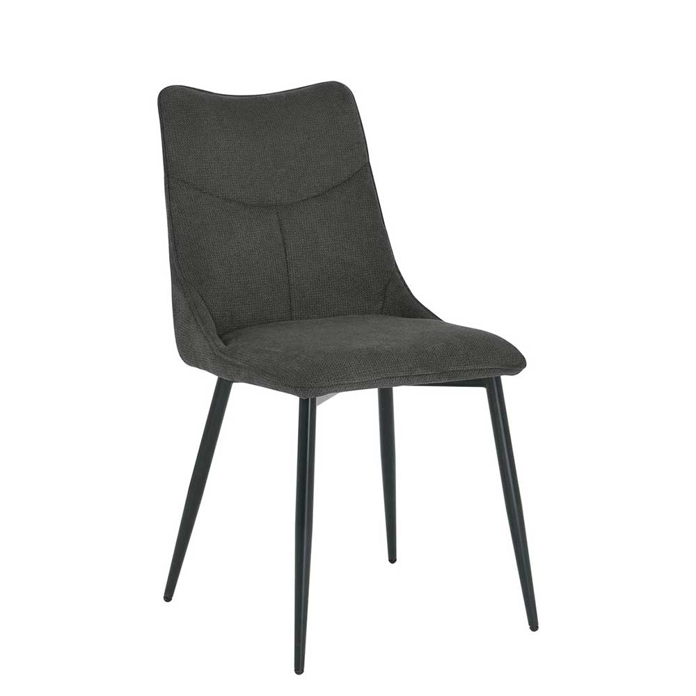 Esszimmerstuhl aus Strukturstoff in Anthrazit - Hippa (2er Set)