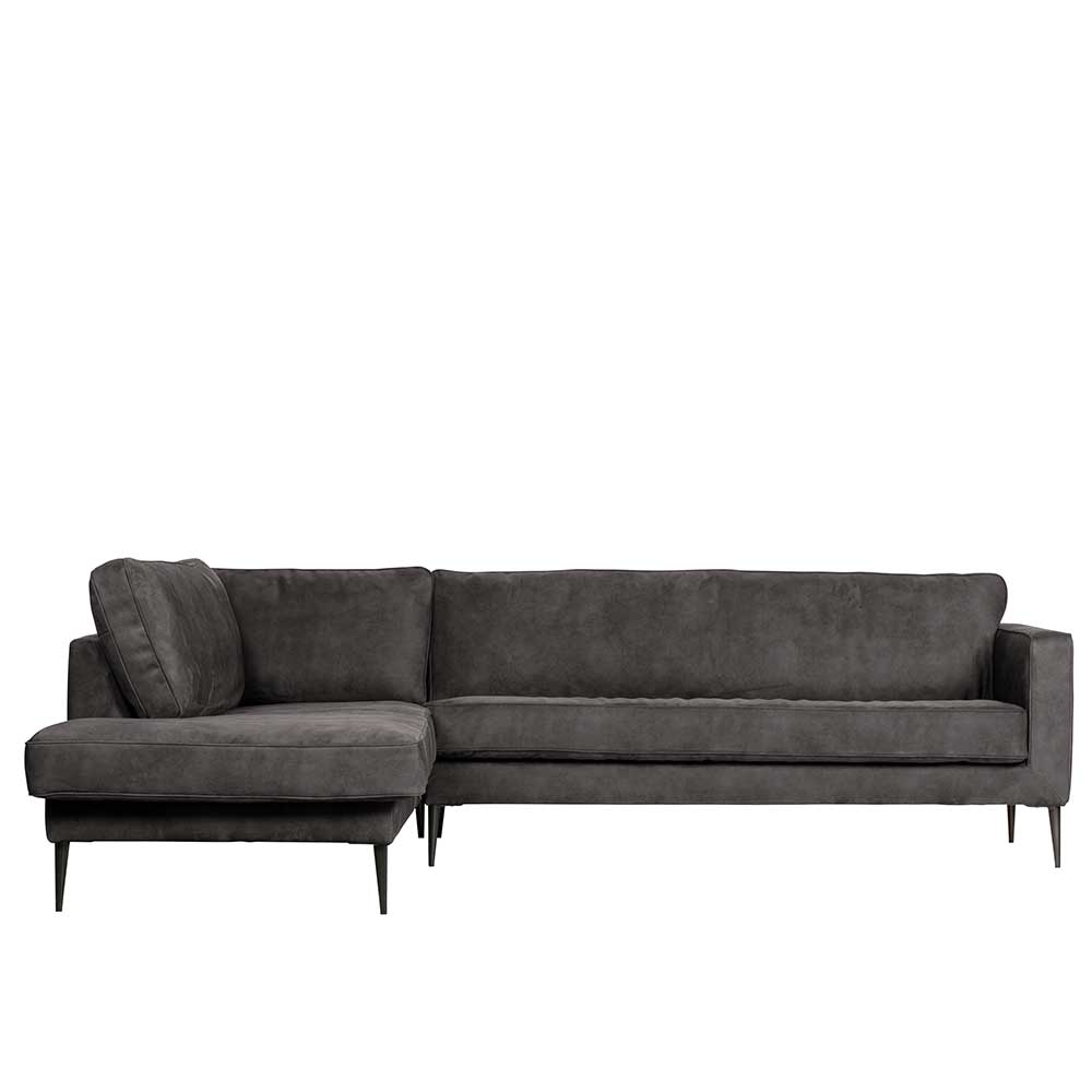 275 cm breite L-Couch in dunklem Grau - Lucelo