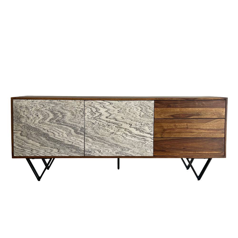 Sideboard in Steinoptik und Akazie Braun - Eckpoint