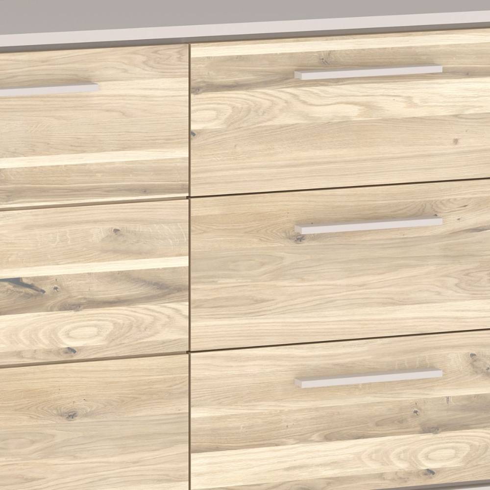 Kombi-Sideboard in Eiche Bianco und Kreideweiß - Loca