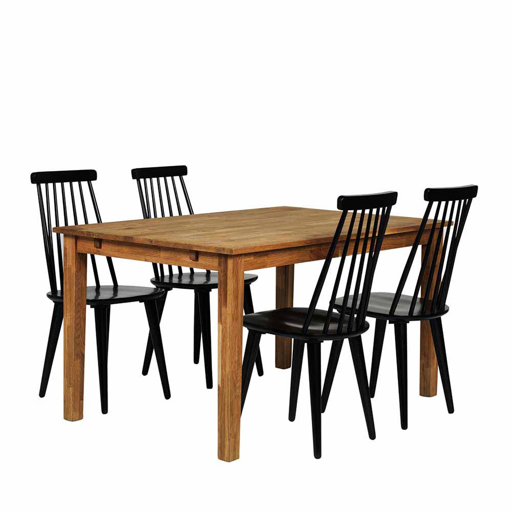 Massivholz Esstisch & vier Stühle - Ruriga (fünfteilig)
