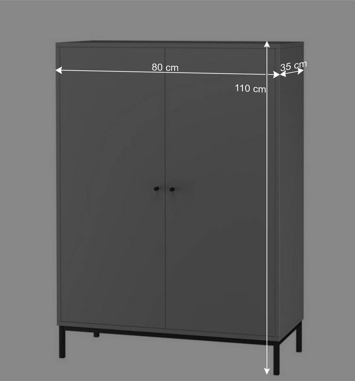 Highboard in Grau mit Schwarz - Lagista