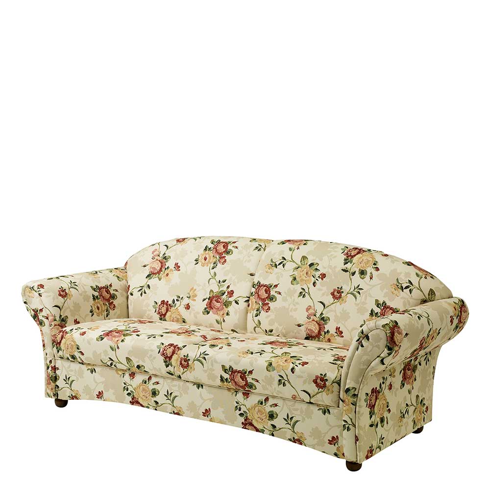 Dreisitzer Couch mit Rosen Stoffbezug - Bracas