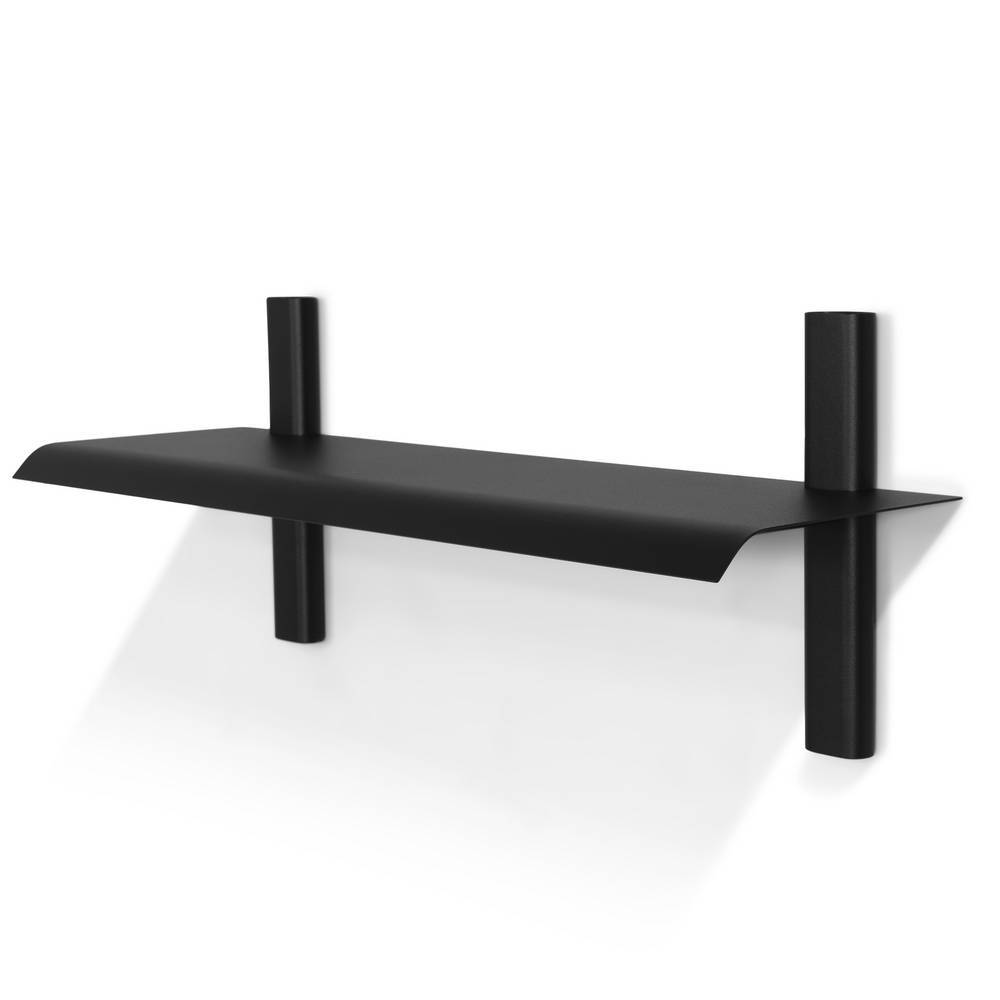 Design Wandregal in Schwarz aus pulverbeschichtetem Stahl, schwebende Optik für moderne Einrichtung – Macress
