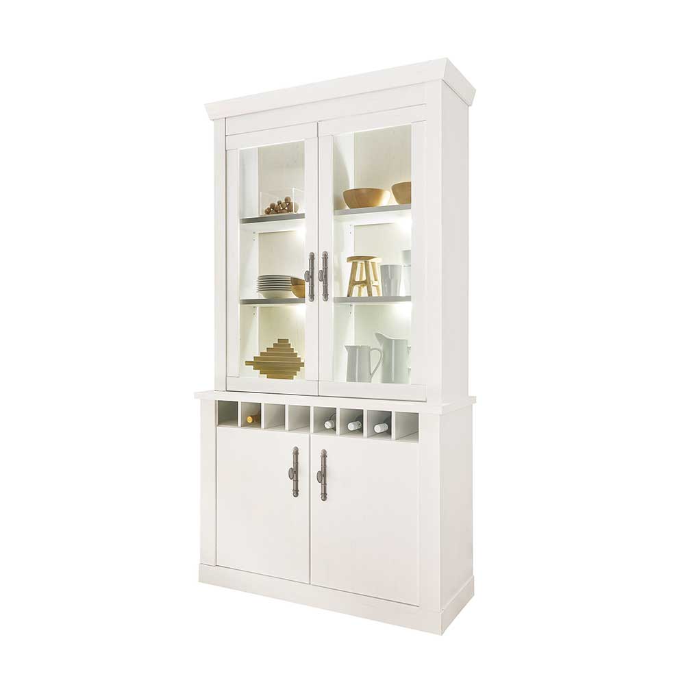 Buffet Vitrine in weißer Holzoptik Pinie - Liancos