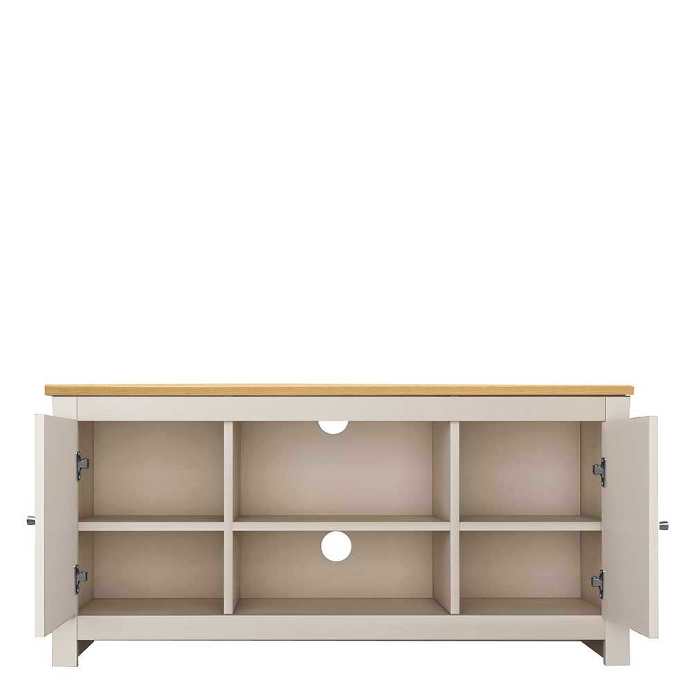 TV Board in Cremeweiß mit Eiche - Langoona