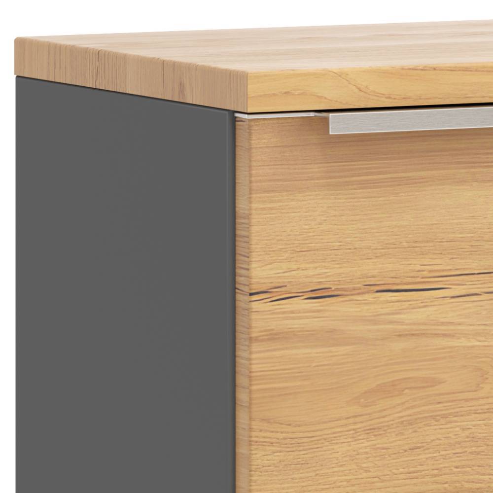 Hängender Bad-Schubladenschrank in Mattgrau - Reill
