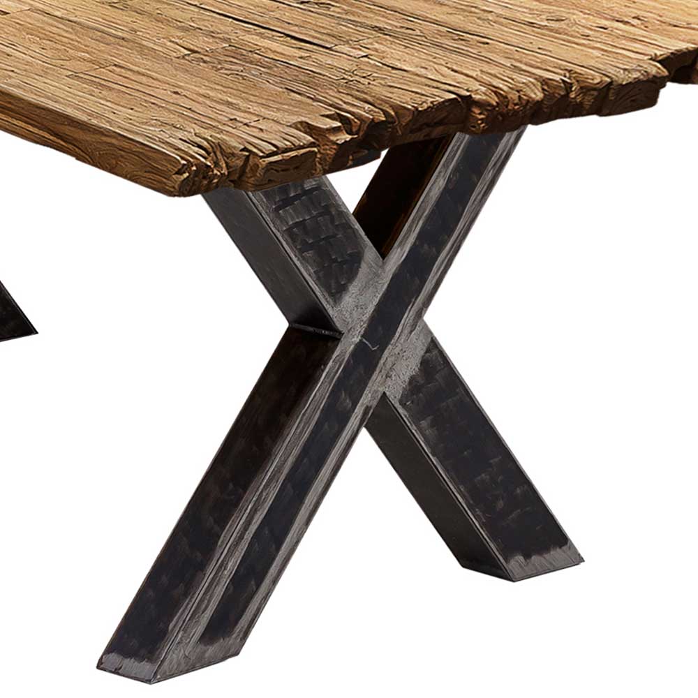 Teak Recyclingholz Tisch mit X Füßen - Omegon