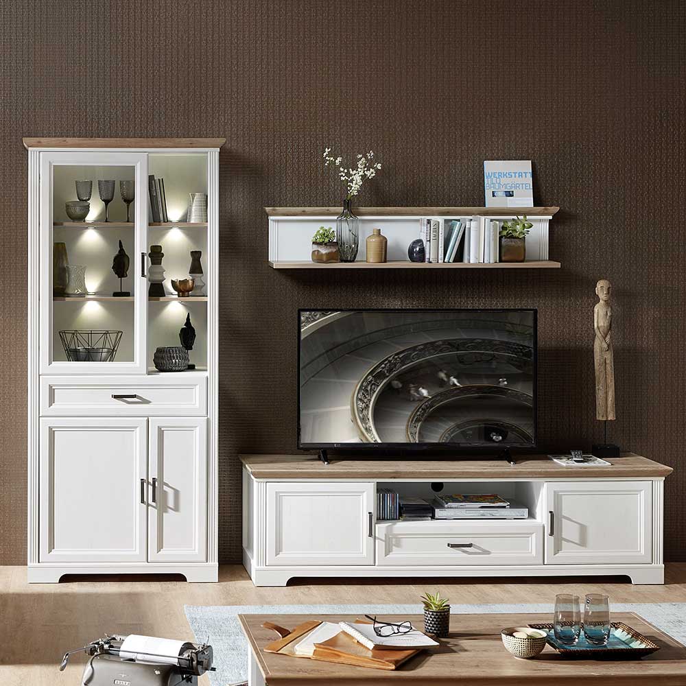 Landhaus TV Wohnkombination mit LED - Sinolita (dreiteilig)