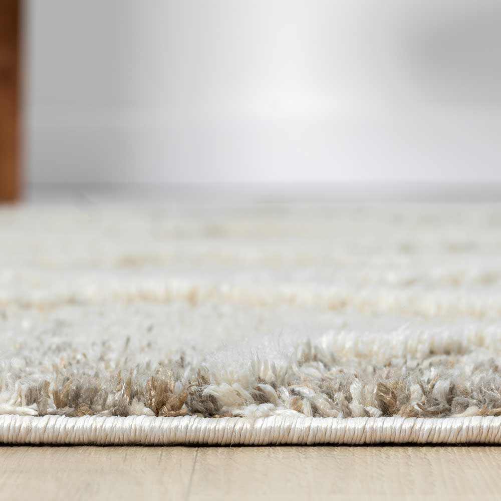 Teppich mit Rautenmuster in Weiß & Hellgrau - Freshna