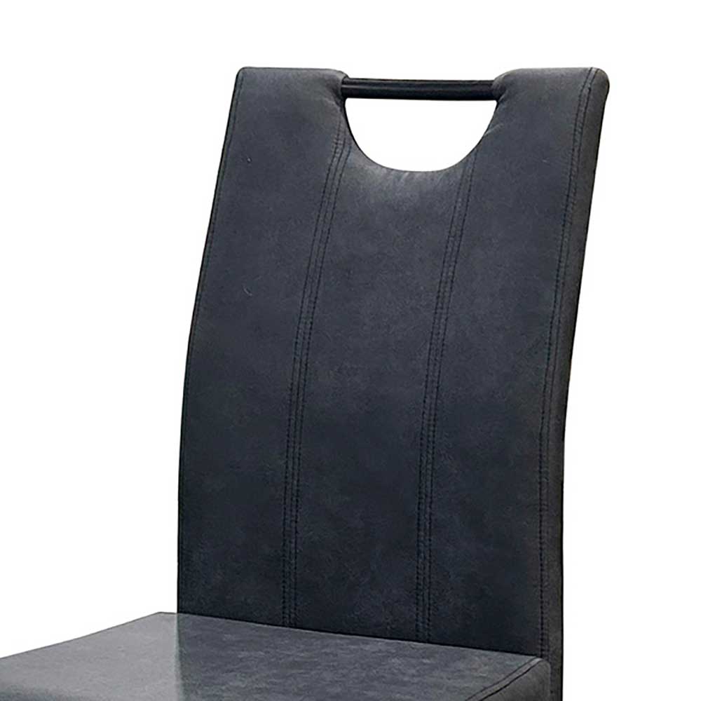 Freischwinger Stuhl in Anthrazit Microfaser - Brombere (2er Set)