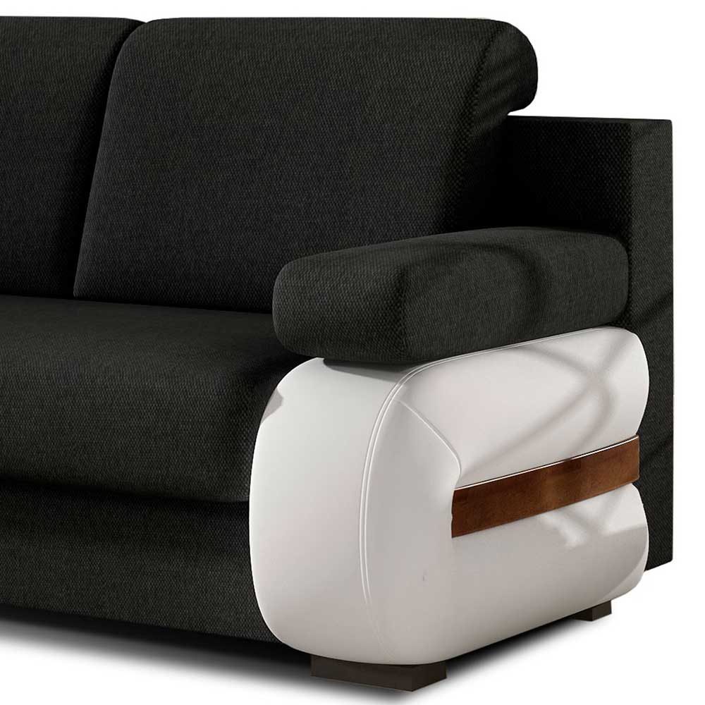 Federkerncouch in Schwarzbraun und Weiß - Javena