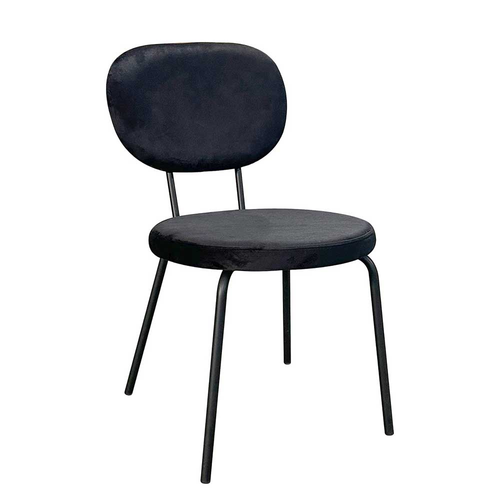 Samt Polsterstühle in Schwarz - Siao (2er Set)