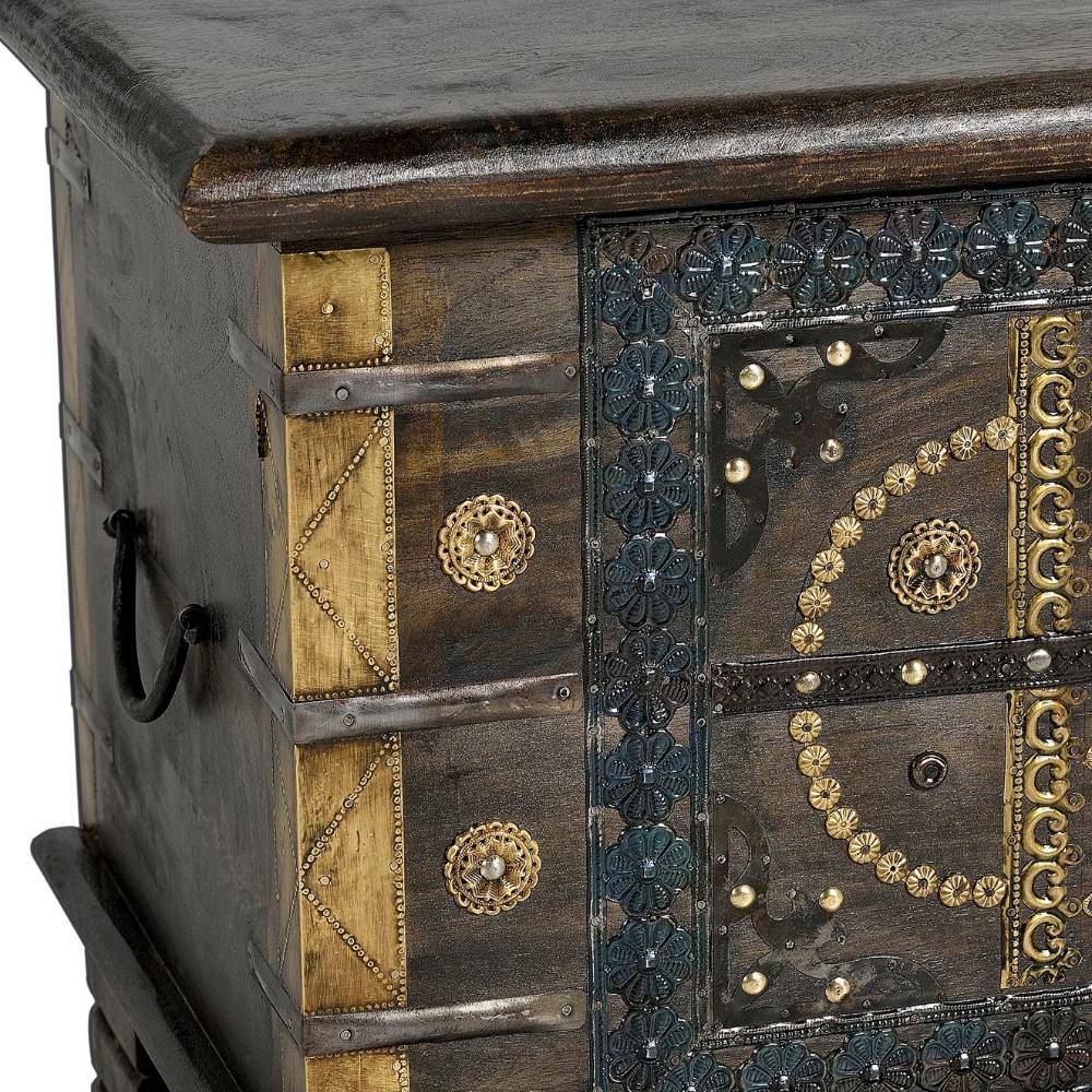 Design Truhe in Dunkelbraun und Gold - Xaidon