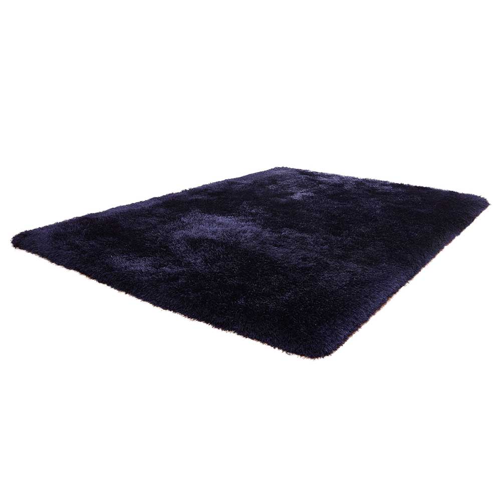 Blauer Teppich mit 8 cm Hochflor - Vynna