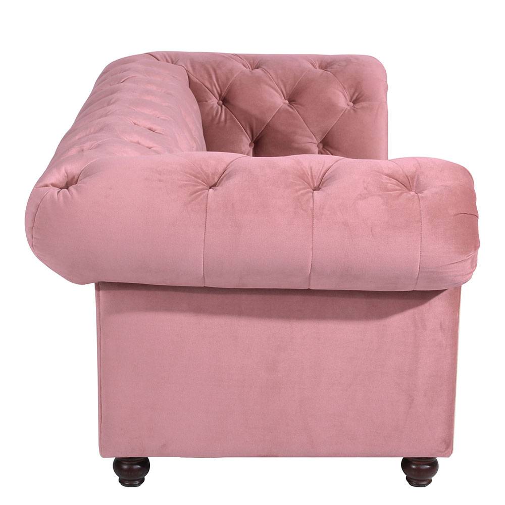 Samtvelours Couch in Rosa - Chesterfield - Nuento