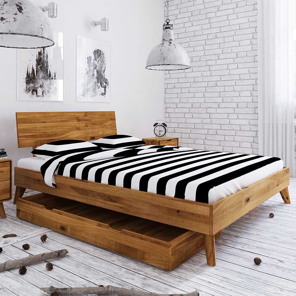 Bettkasten Einzelbett aus Wildeiche Holz - Eavy II