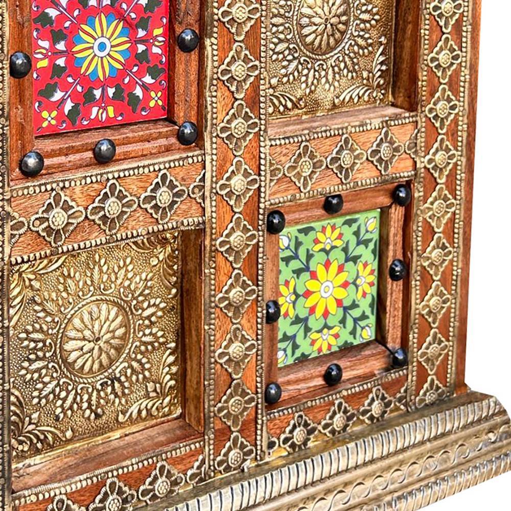 Boho Style Garderobenpaneel mit drei Kleiderhaken - Restaurazia