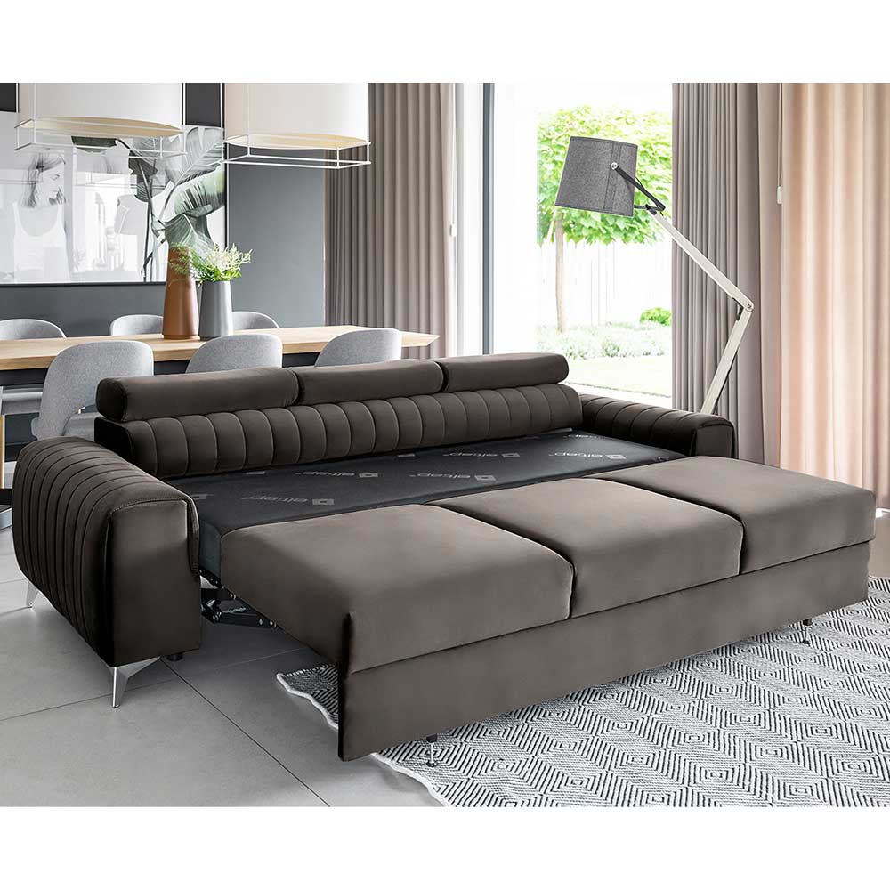 Wohnzimmer Ausziehsofa in Dunkelbraun - Wega