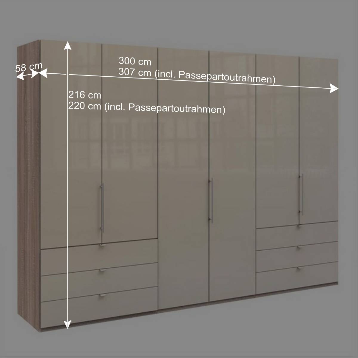 Falttürenschrank mit glasbeschichteter Front - Rativian