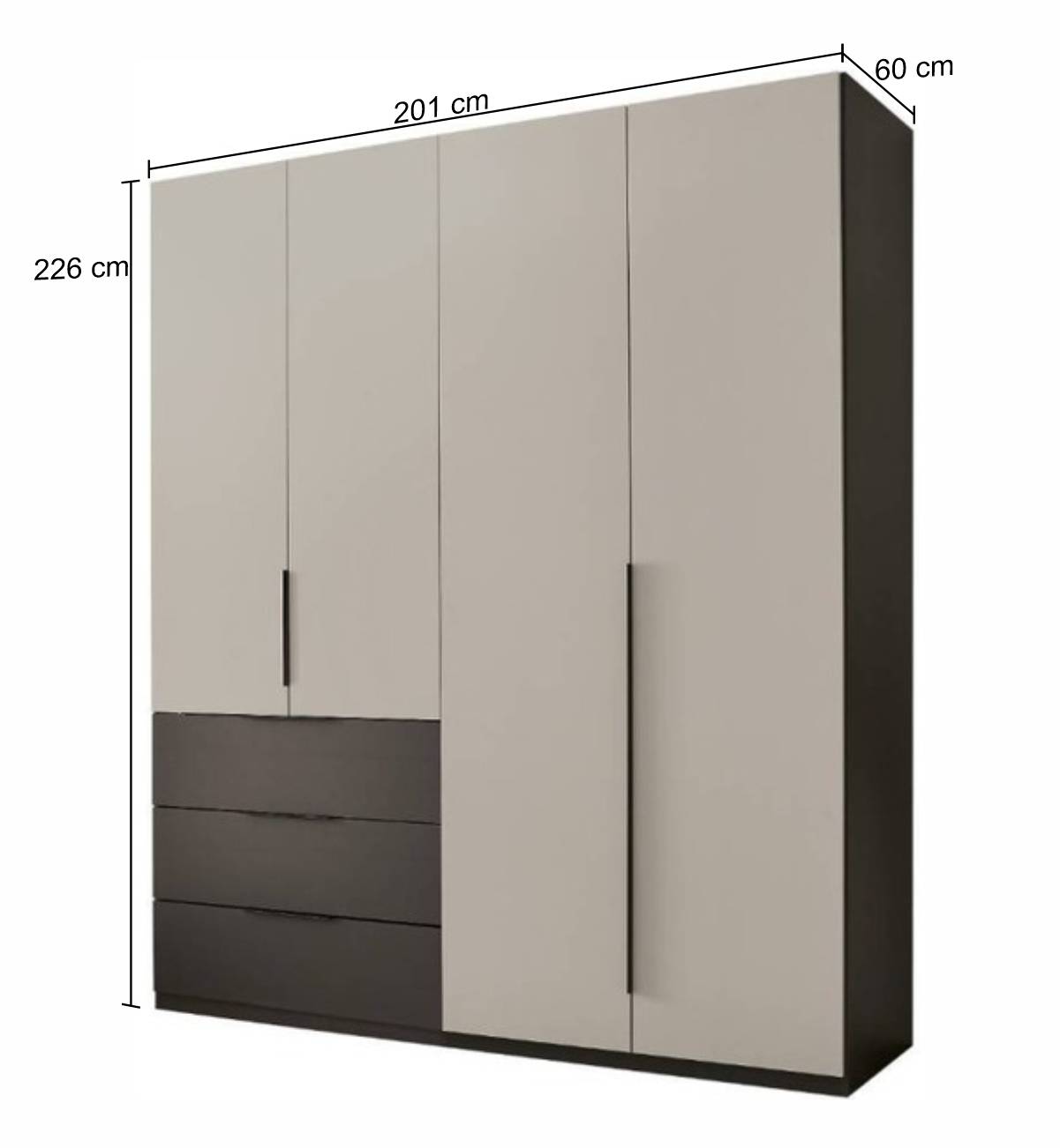 Schlafzimmerschrank in Lichtgrau und Dunkelgrau - Hihat