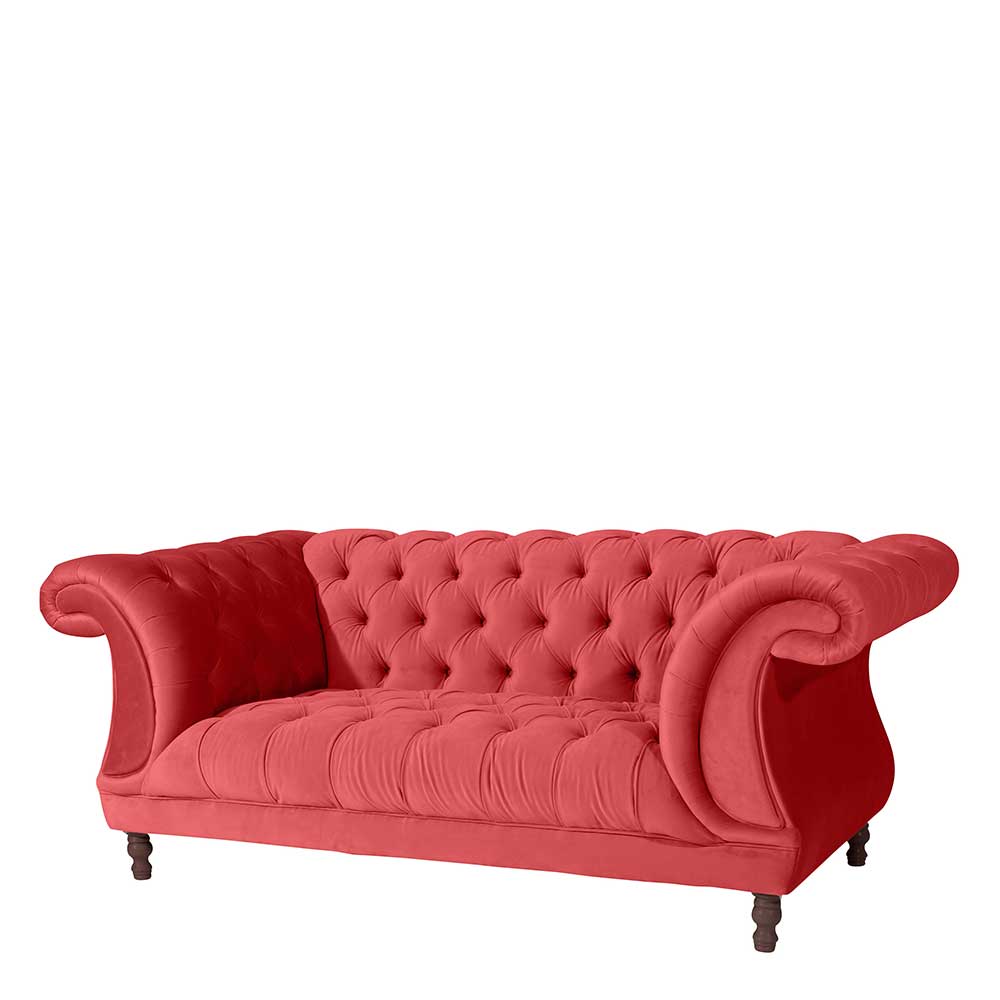 Zweisitzer Couch aus Samtvelours in Rot - Rosanna