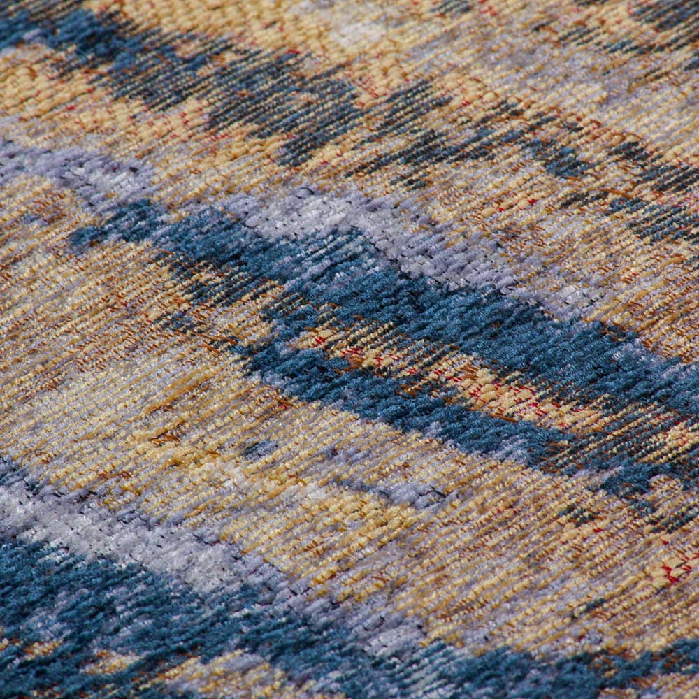 Teppich abstrakt in Beige Blau gemustert - Wales