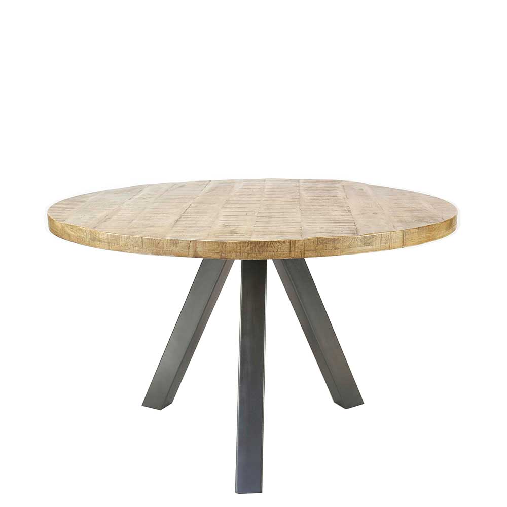Runder Holztisch mit Edelstahl 3-Fußgestell - Tracy