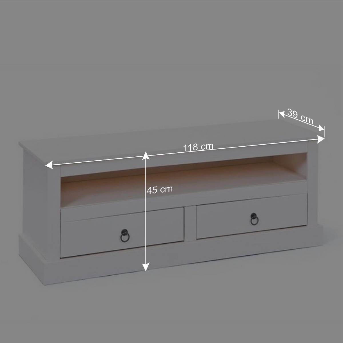118x45x39 Landhaus TV Board in Weiß - Rosanna