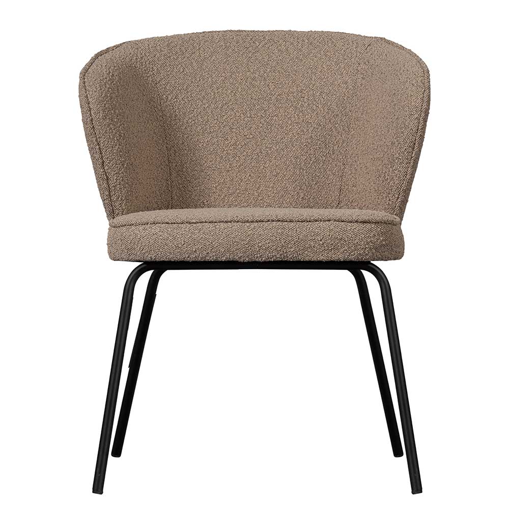 Boucle Schalenstuhl In Beige Mit Schwarzen Metallbeinen Zogaria 4er Set 