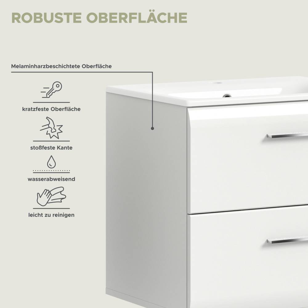 Robuste, kratzfeste und wasserabweisende Melaminharz-Oberfläche des Waschtischunterschranks – Clona