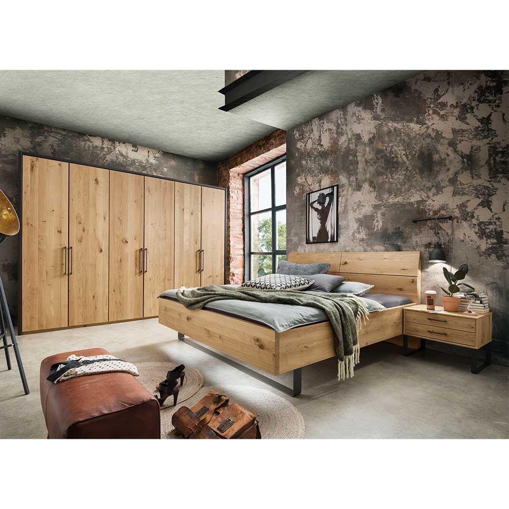 Schlafzimmer Möbel-Set in Wildeiche Bianco - Siestago (vierteilig)