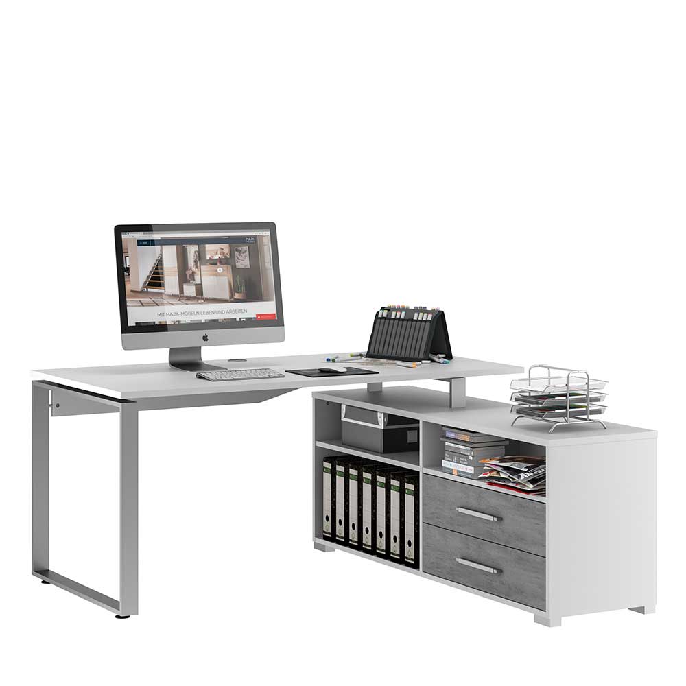 Moderner Computertisch mit Seitenregal - Fleetwood