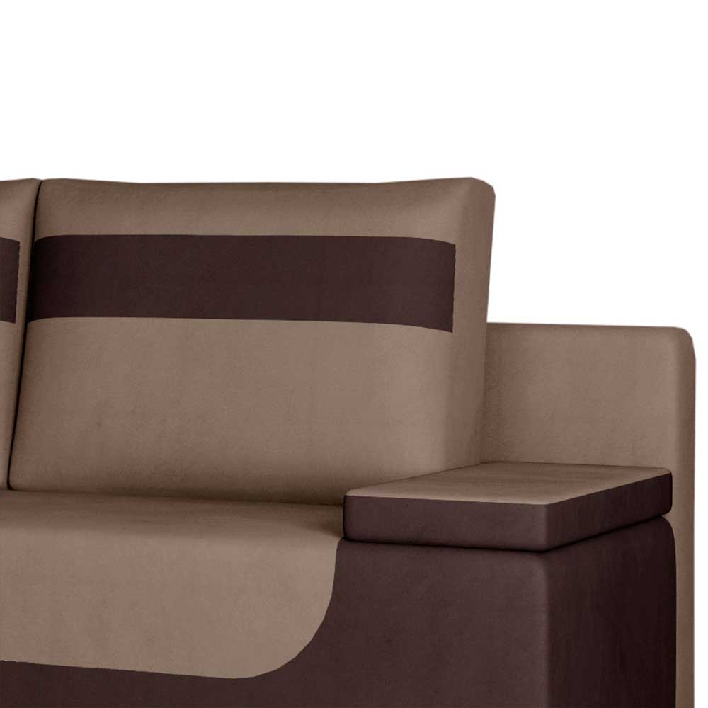 Samt Klappsofa in Hellbraun und Dunkelbraun - Beau