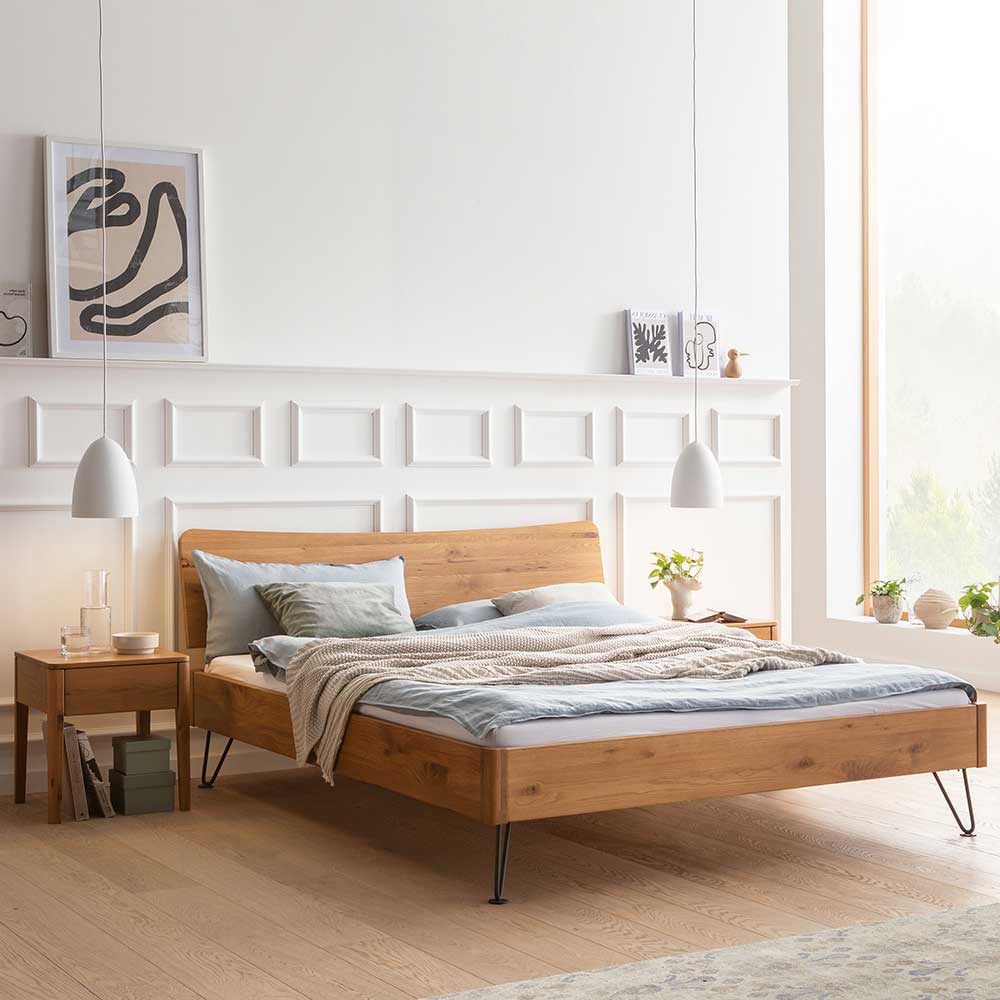 Elegant-modernes Holzbett aus Wildeiche - Parao