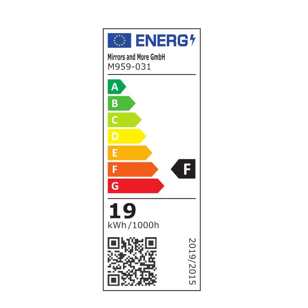 Energieeffizienzlabel des runden Badspiegels mit LED Beleuchtung – Desert