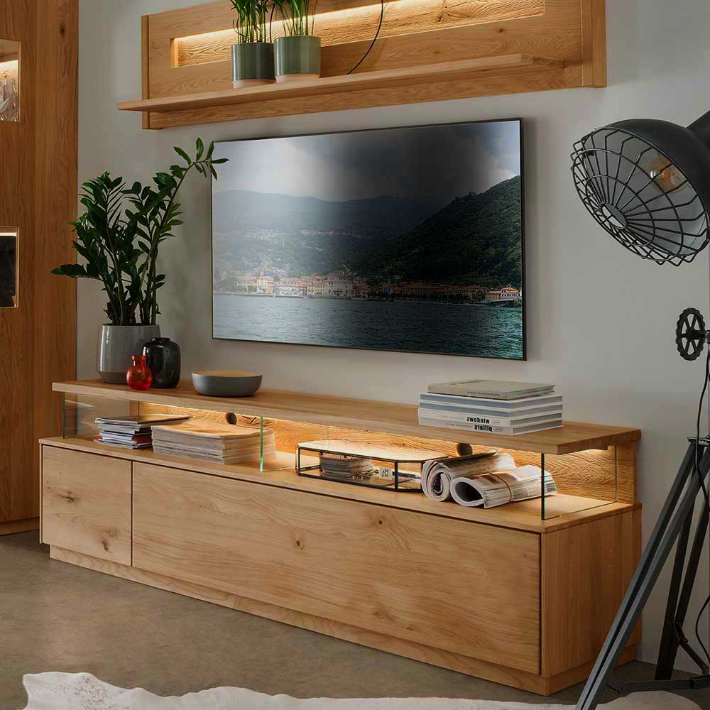 Wildeiche Board für TV mit einer Schublade & Tür - Obinson