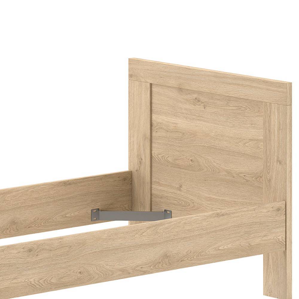 Stabiles Einzelbett in Eiche Holzoptik mit geradem Kopfteil und Befestigung für Lattenrost – Choice