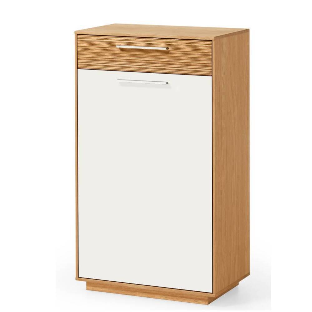 Hohe Kommode in Eiche Bianco und Weiß - Didesco